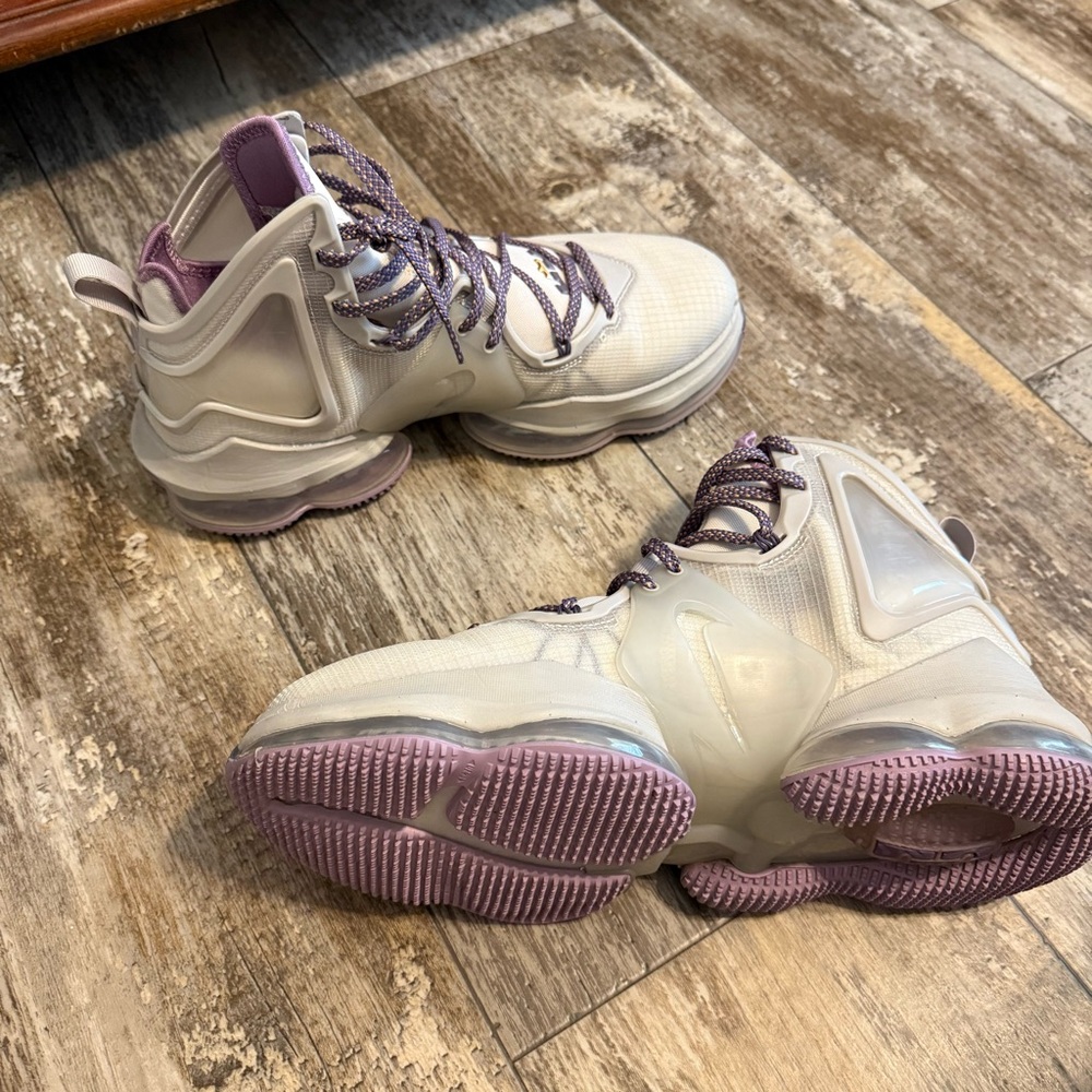 Men’s Nike LeBron 19 Strive for Greatness Gray/Purple Sneakers 10.5